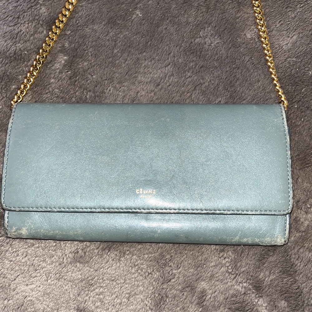 💚💙💚VINTAGE AUTHENTIC CELINE LEATHER WALLET 💚💙💚 - Picture 9 of 10